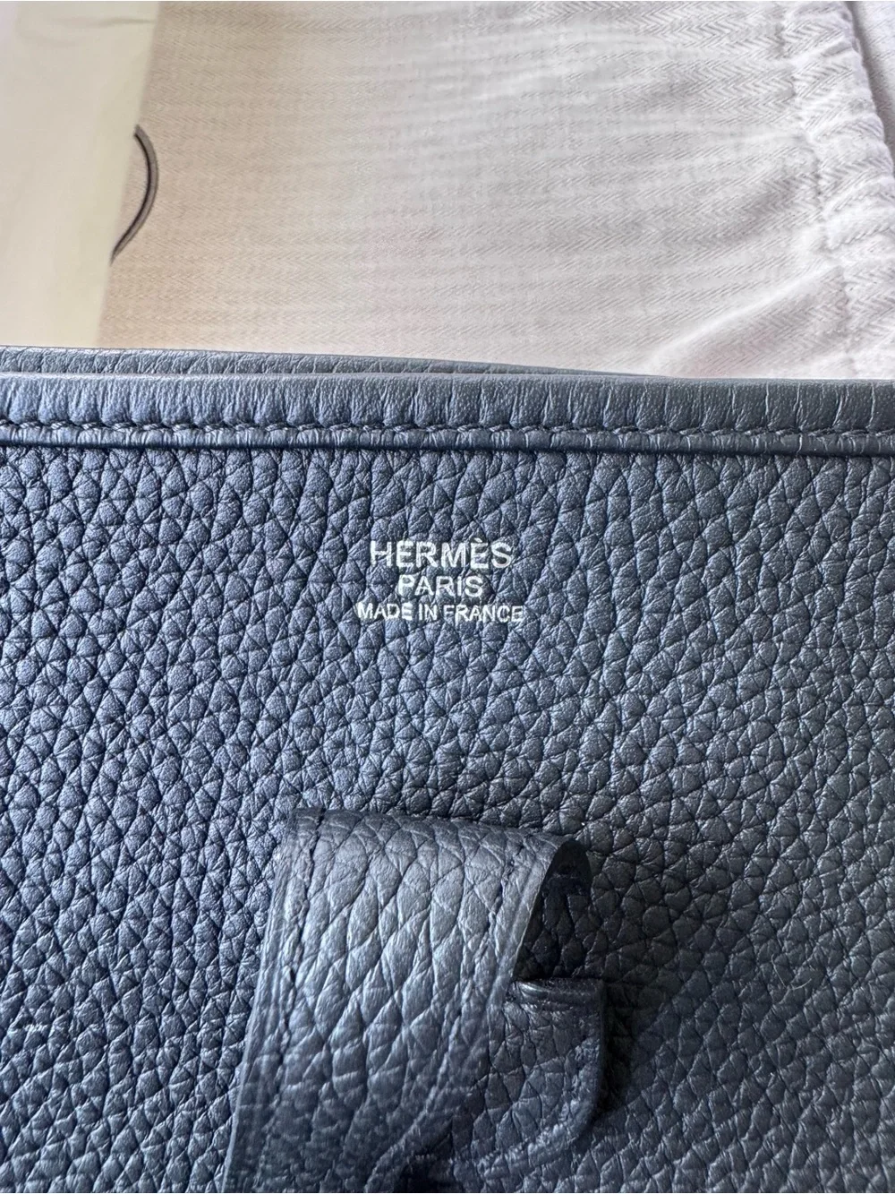 Evelyne Black Togo Leather Crossbody Bag